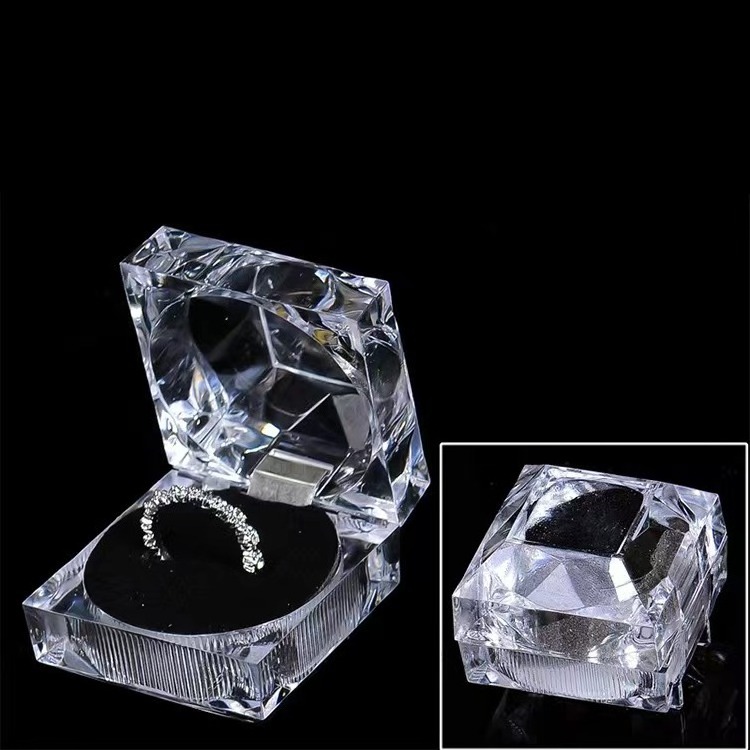 FORTE Small Crystal Acrylic Clear Cube Earring Ring Transparent ring Box Case for Jewelry Organizer Gift Box