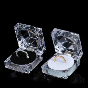 FORTE Small Crystal Acrylic Clear Cube Earring Ring Transparent ring Box Case for Jewelry Organizer Gift Box