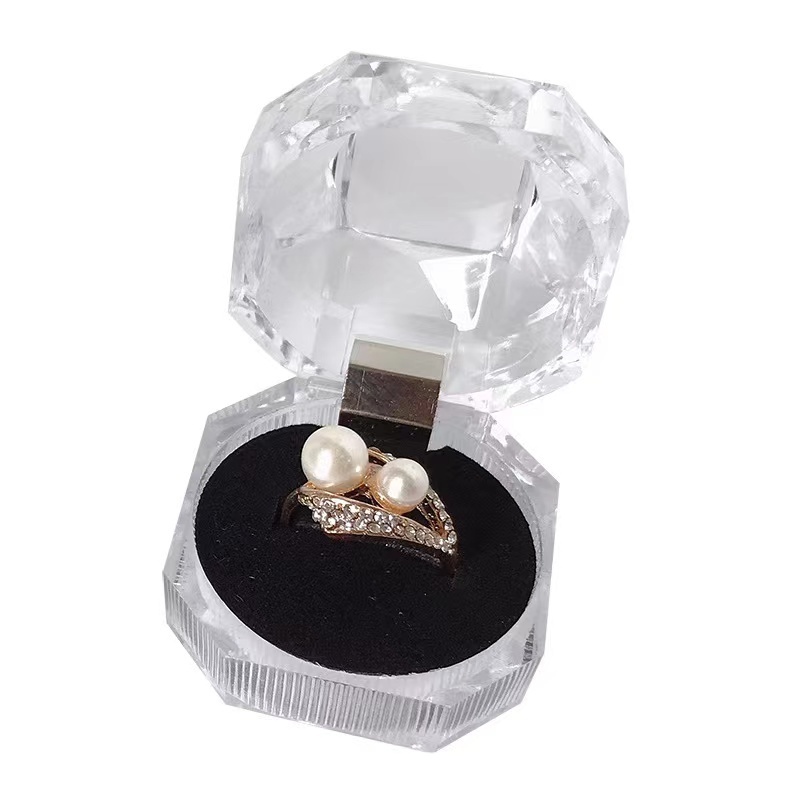 FORTE Small Crystal Acrylic Clear Cube Earring Ring Transparent ring Box Case for Jewelry Organizer Gift Box