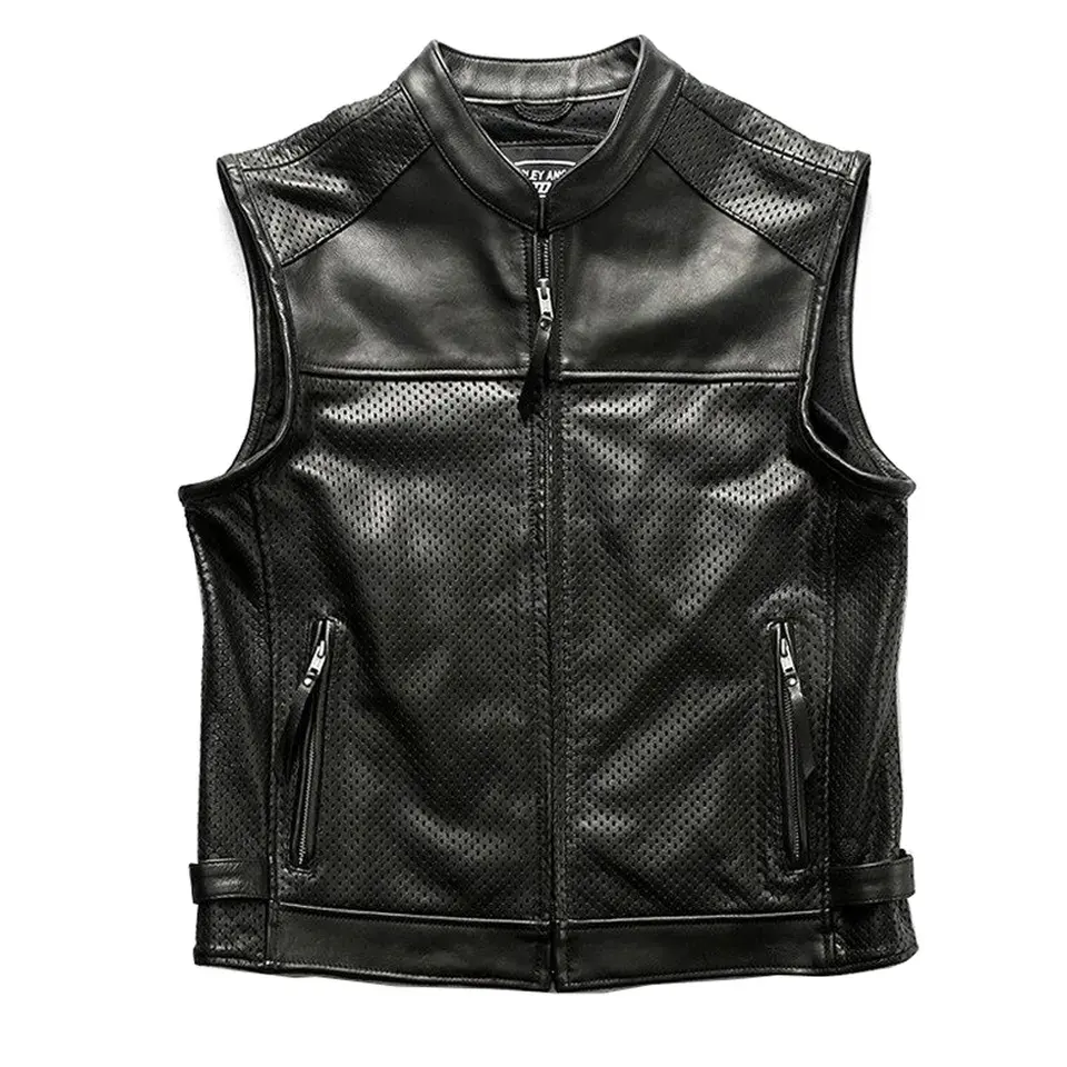 Fashion Wear 2023 High Quality Leather Vests Breathable Customized Good Quality Top Design  leather waistcoat