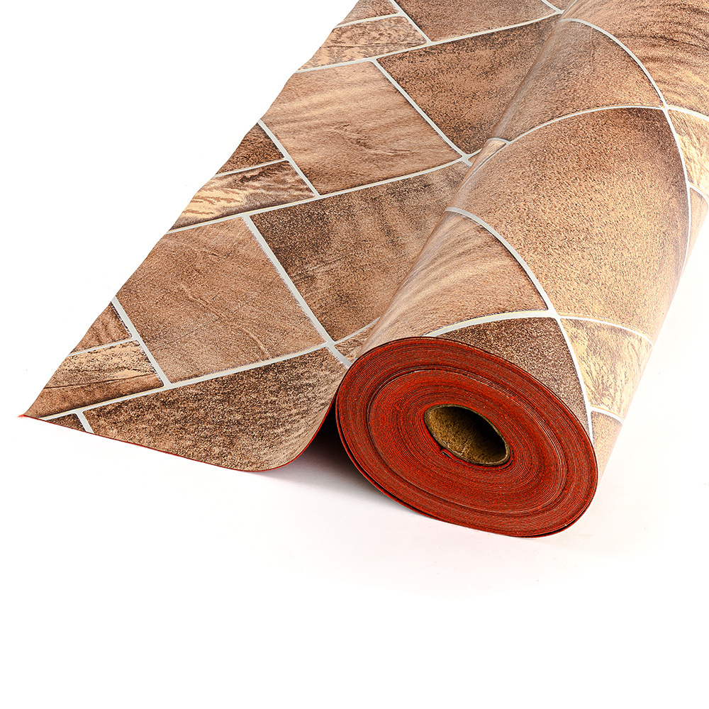 Wood Like PVC Linoleum Vinyl Flooring  Roll On Concrete