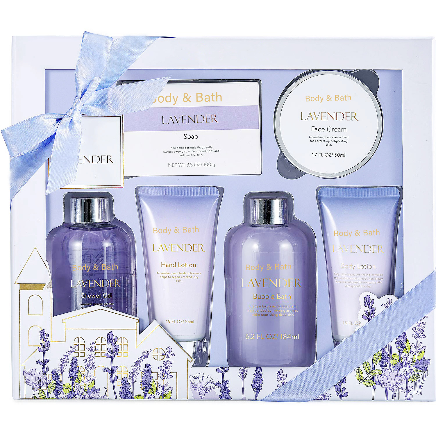 Beauty & Personal Care Lavender Bathing Gel Six Item Gift Set Bubble bath Sea Salt Spa Gift Set