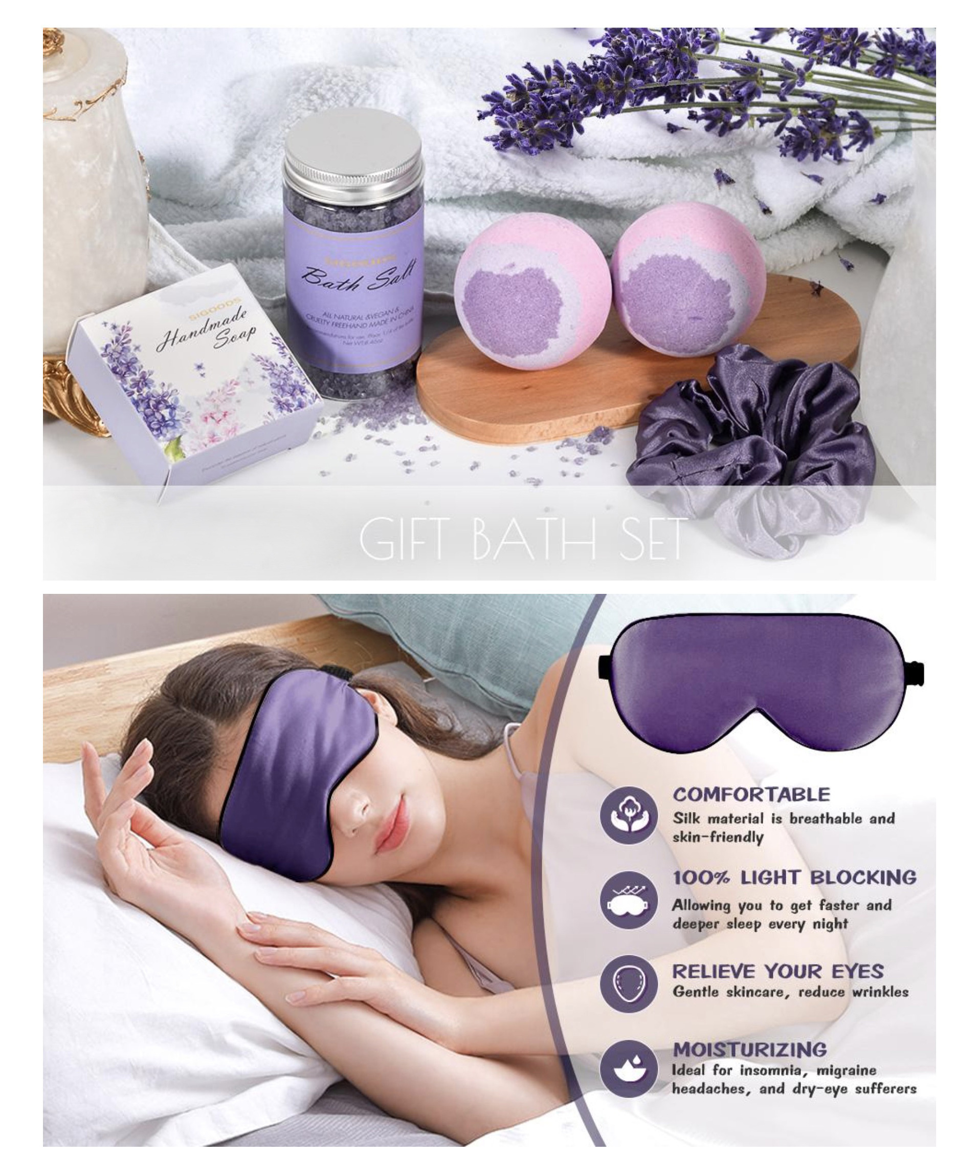 Most Popular Wash Bath Salt Sleeping Eyemask Bath Bomb 4 Pieces Gift Set