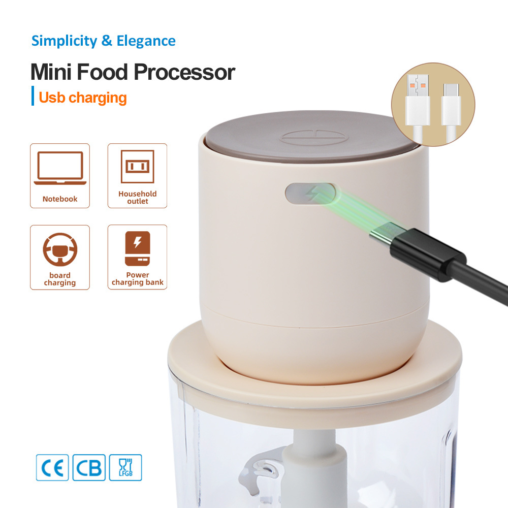 Seperate Bowl 600Ml Garlic Vegetable Meat Usb Wireless Mini Electric Food Chopper