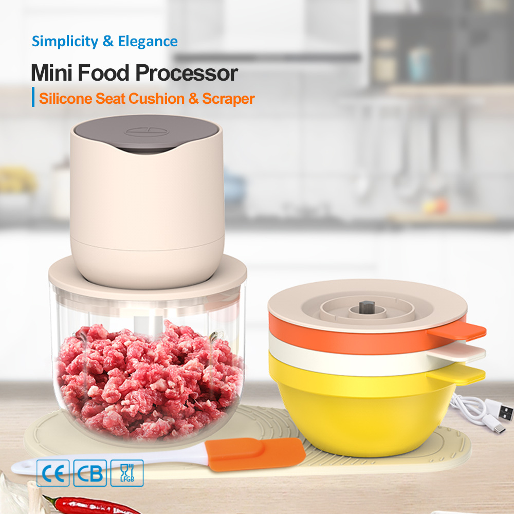 Seperate Bowl 600Ml Garlic Vegetable Meat Usb Wireless Mini Electric Food Chopper