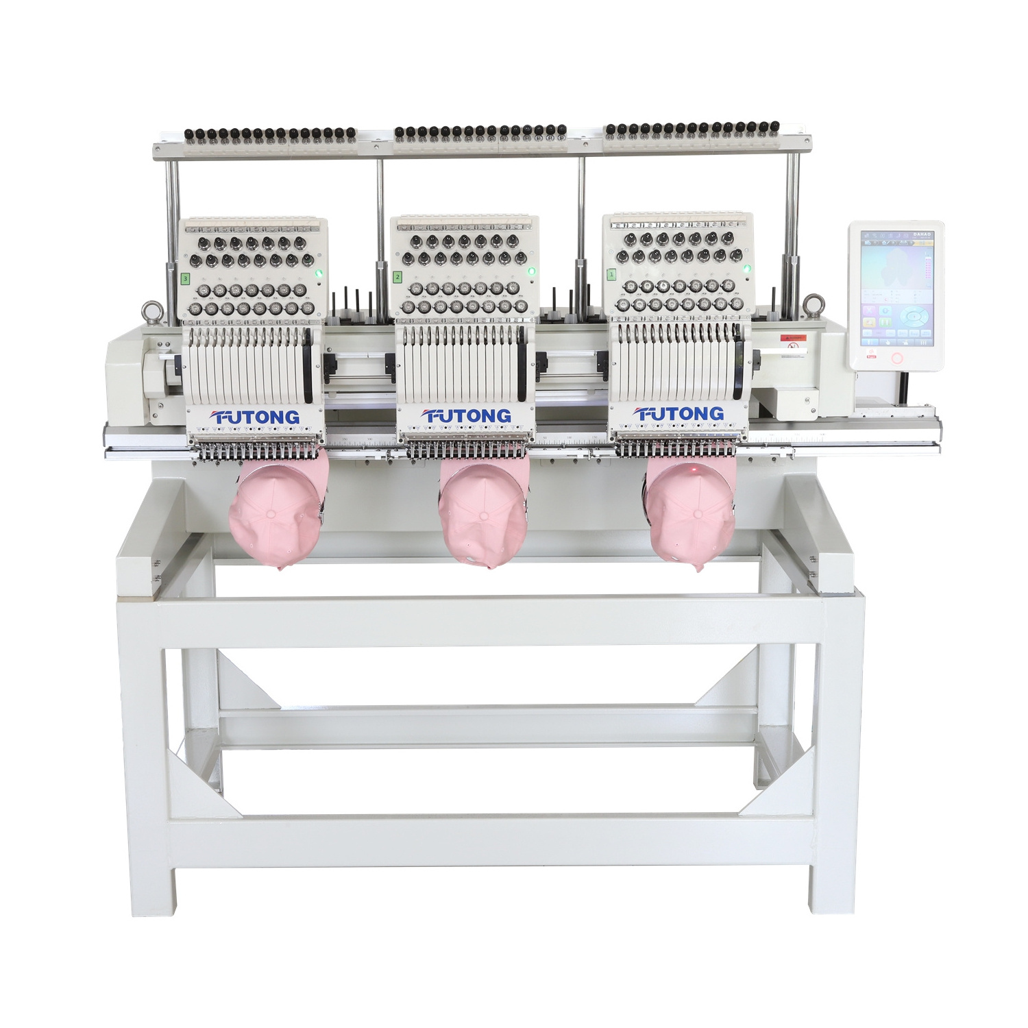 FT-CT1203HBC Multifunction three 3 head cap flat T-shirt Easy Cording and beads Embroidery machine