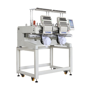 FT-CT1202HC Computerized multifunction two double 2 head cap flat T-shirt Easy Cording Embroidery machine for design shop