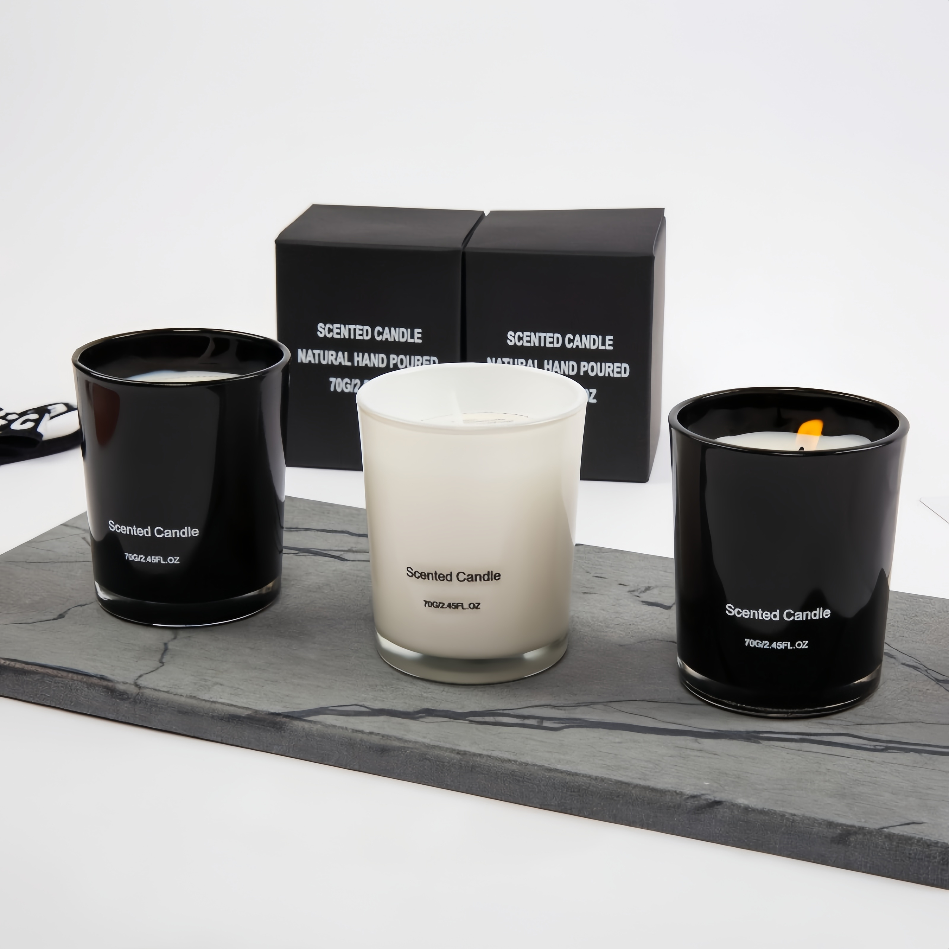 Premium Soy Wax Candle Highly Scented Candles for Home All Natural Aroma Candles with Black Glass Jar and Gift Box