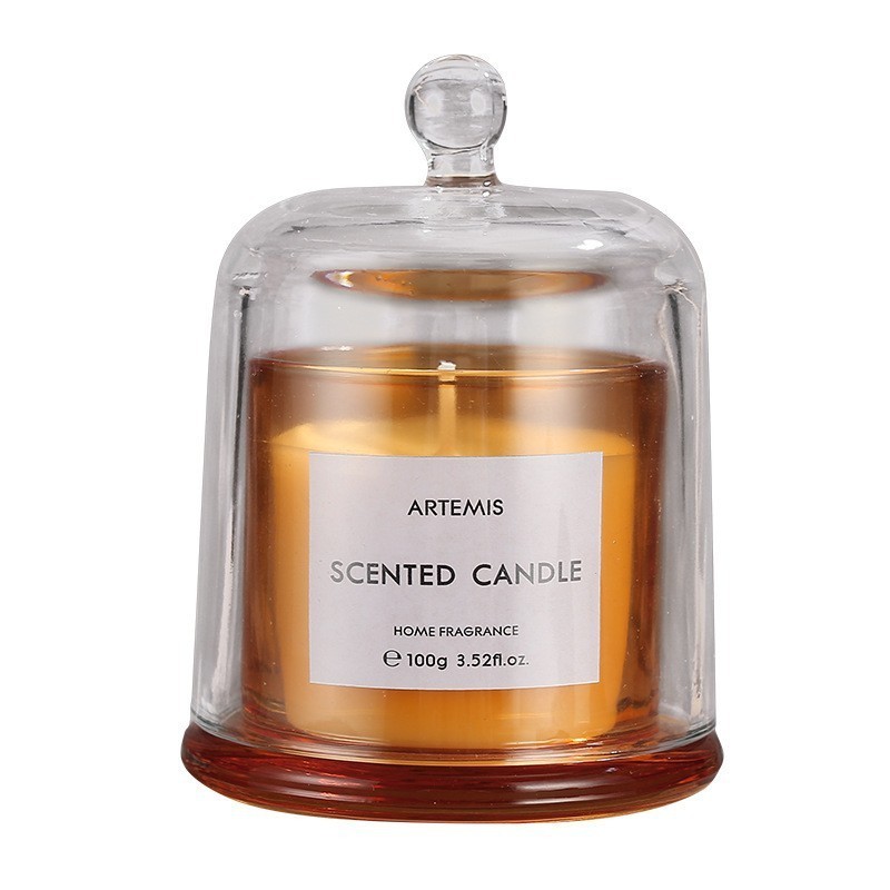 2024 Custom Label Scented Candles Golden Bell Luxury Glass Dome Cover Orange Scented Candle White Label