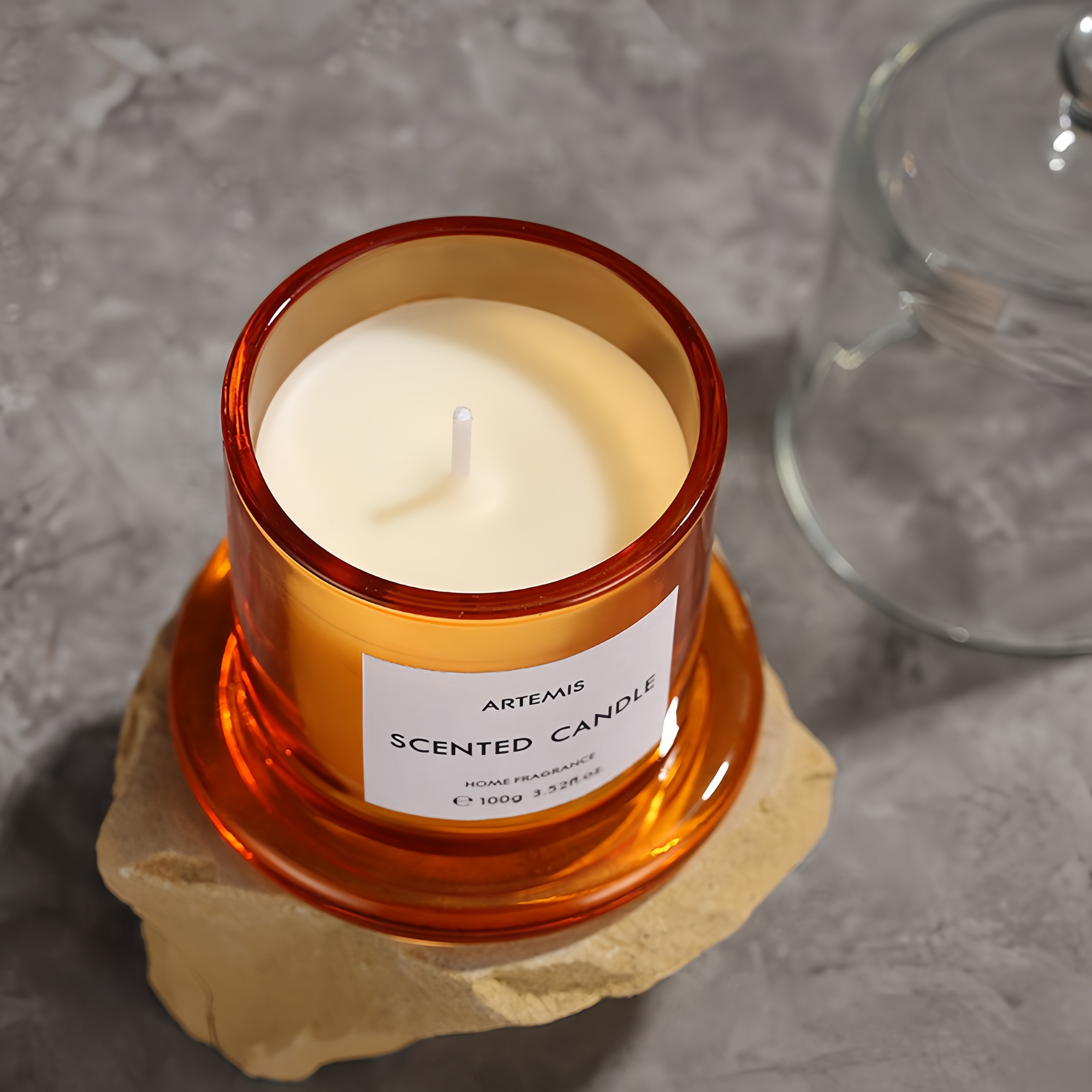 2024 Custom Label Scented Candles Golden Bell Luxury Glass Dome Cover Orange Scented Candle White Label