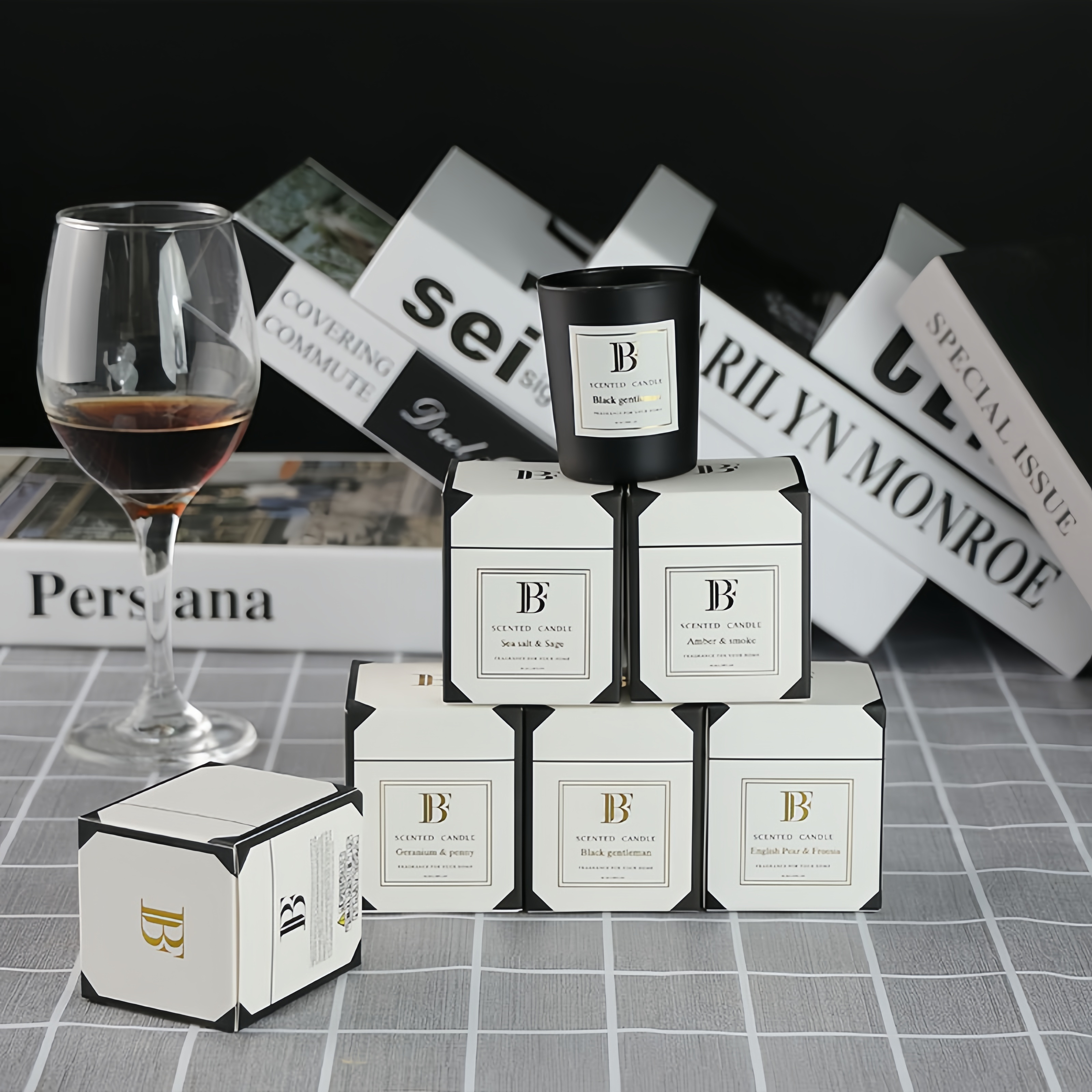 Wholesale Custom White Glass Label Small Black Transparent Glass Aroma Candle Vessels Luxury With Logo