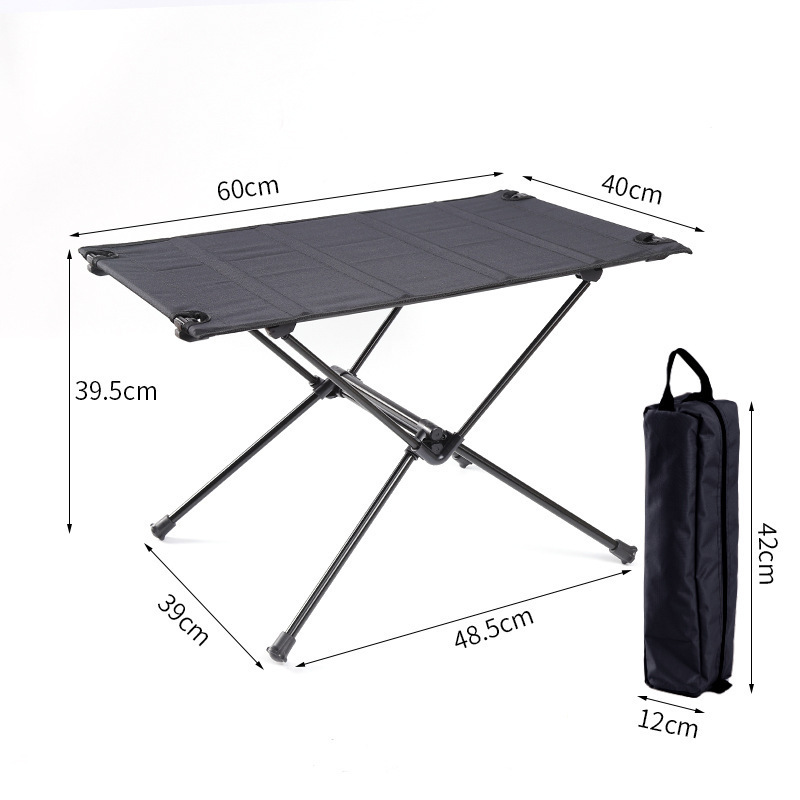 Custom Logo Outdoor Aluminum Folding Table Oxford Top Portable 600d Camping Table with Storage Mesh Bag