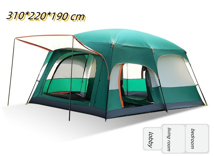 Outdoor Travel Camping Tent Two Rooms One Room for 6-8 People 8-12 People Made of Oxford Fabric