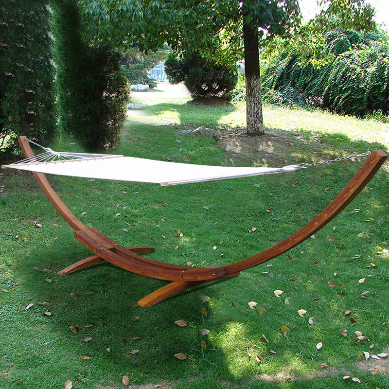 Outdoor outdoor solid wood canvas hammock outdoor garden patio leisure swing balcony home cradle hanging basket