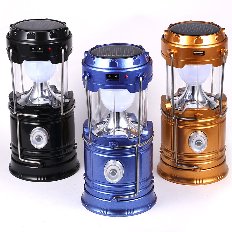 Led Camping Lantern Light Solar Charging Plastic New Portable Telescopic USB Rechargeable Solar Folding Outdoor 80 ABS DC 3.7V