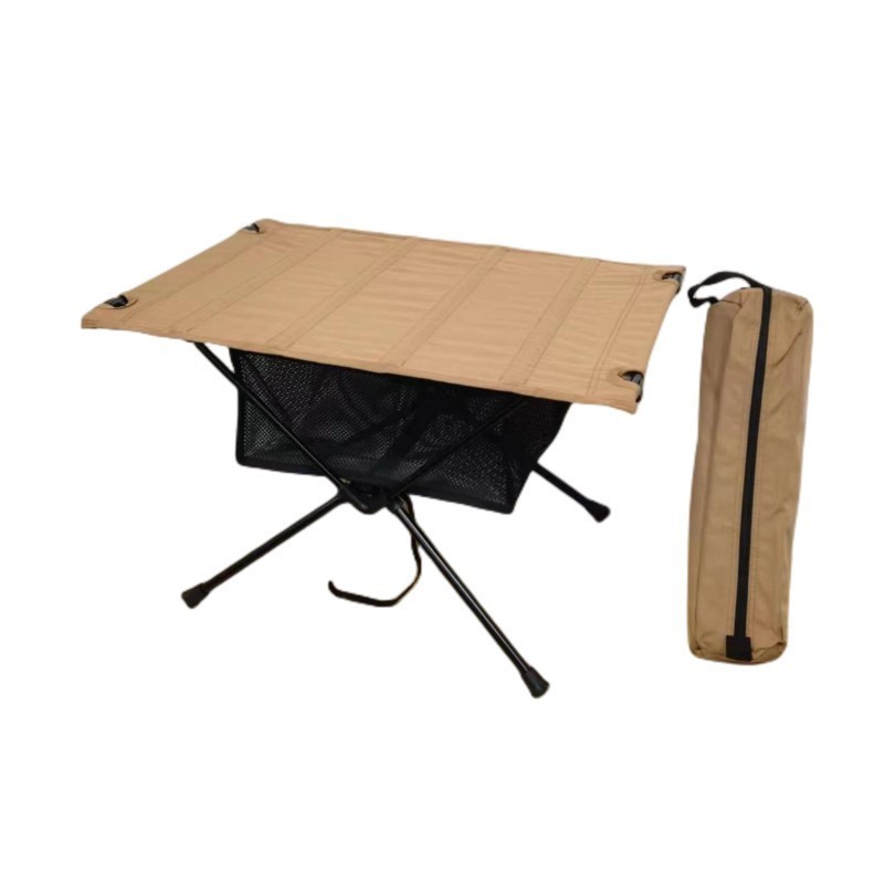 Custom Logo Outdoor Aluminum Folding Table Oxford Top Portable 600d Camping Table with Storage Mesh Bag