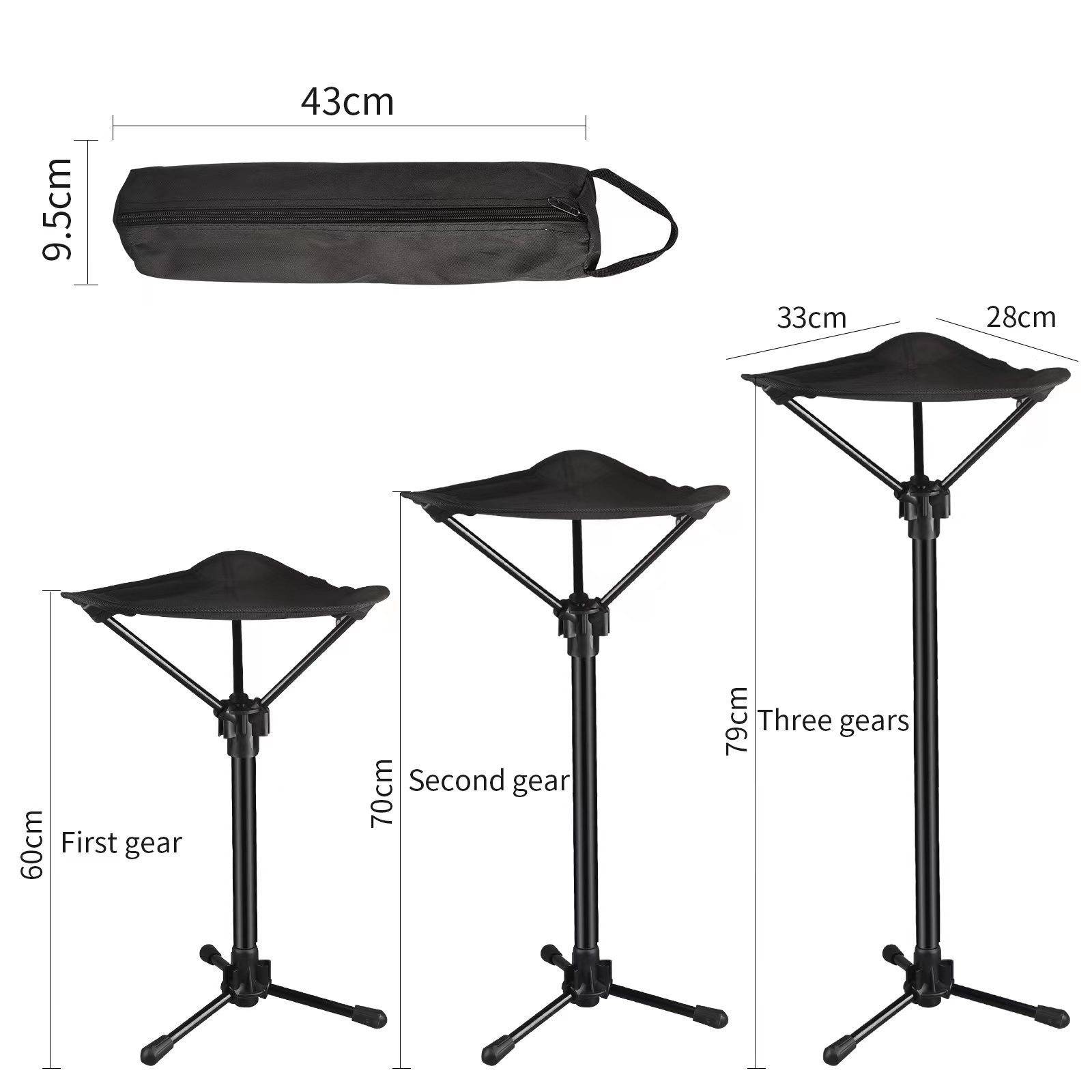 Fucheng Hot sale outdoor telescopic stool portable queuing gods carry-on seat fishing horse Tie Retractable Chair Stool