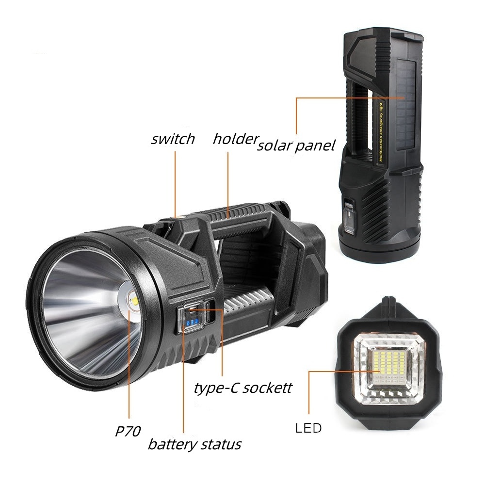 New P70 floodlight outdoor multi-functional LED flashlight long-range charging floodlight hand lamp