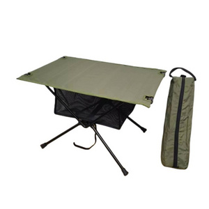 Custom Logo Outdoor Aluminum Folding Table Oxford Top Portable 600d Camping Table with Storage Mesh Bag