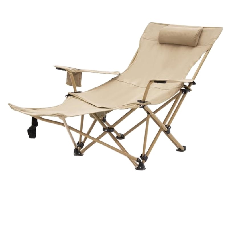 Cheap Outdoor portable folding chair Beach Recliner Folding Chair Camping Recline with Footrest