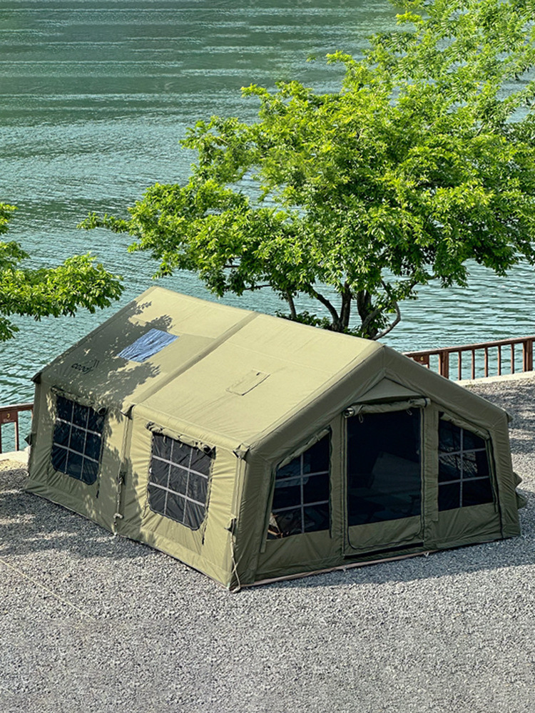 Outdoor good quality high appearance level multi-functional green camping inflatable tent