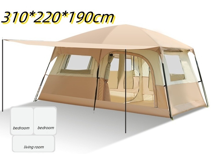 Outdoor Travel Camping Tent Two Rooms One Room for 6-8 People 8-12 People Made of Oxford Fabric