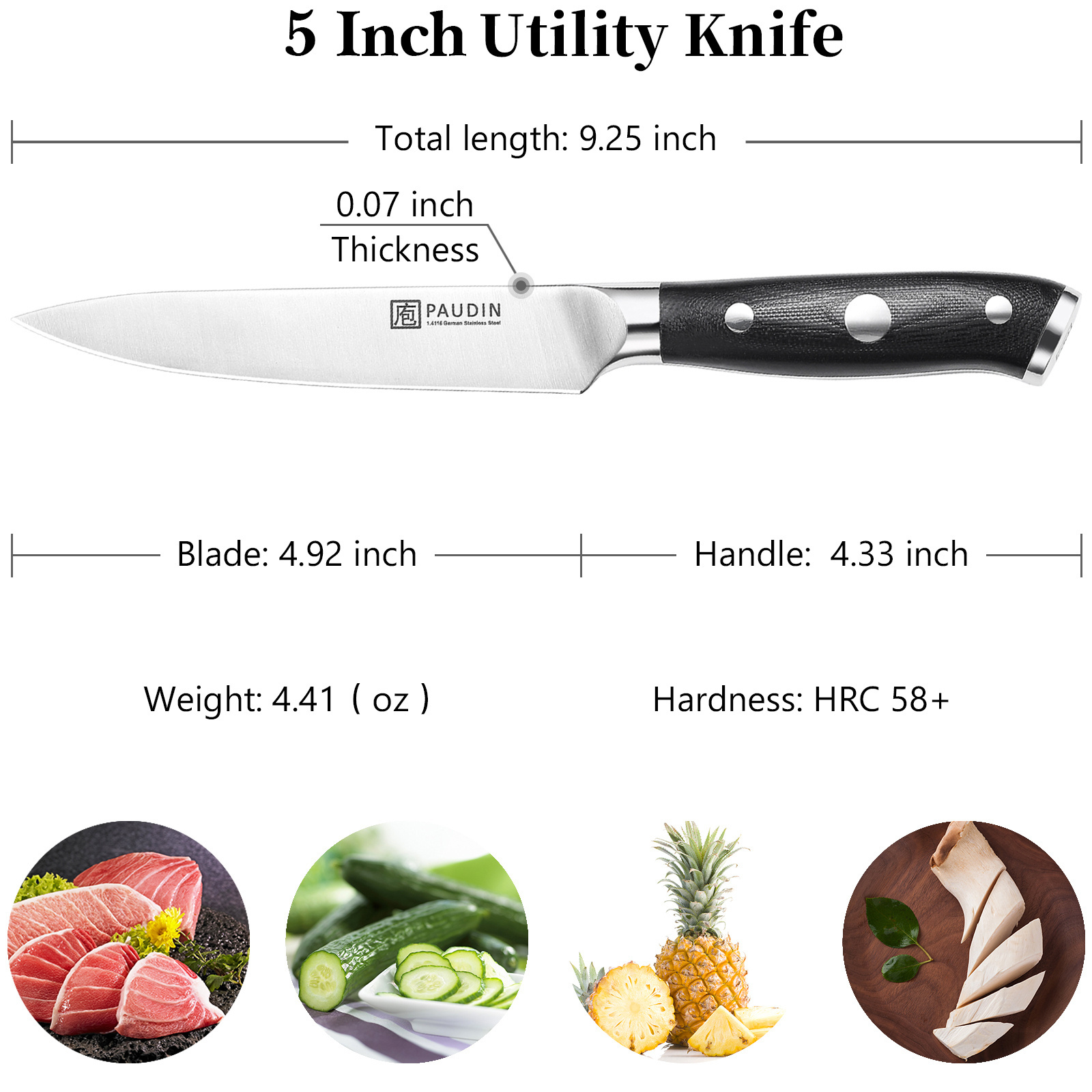 D6 Best Seller 5 Inch kitchen Knife German Steel H1.4116 Blade G10 Fiberglass Handle OEM Ultra Sharp Chefs Knife Utility Knife