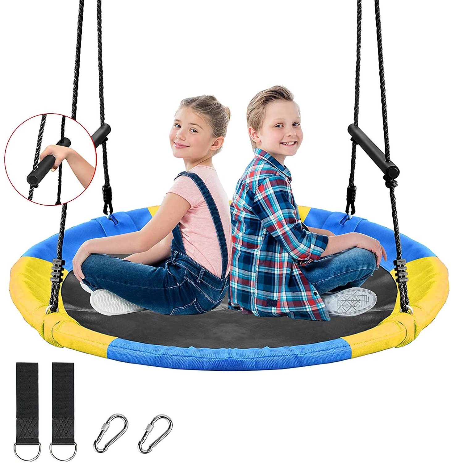 Saucer Tree Swing 40 Inch, 700 lb Weight Capacity Outdoor Flying Swing with Tree Strap, 900D Oxford Fabric Waterproof