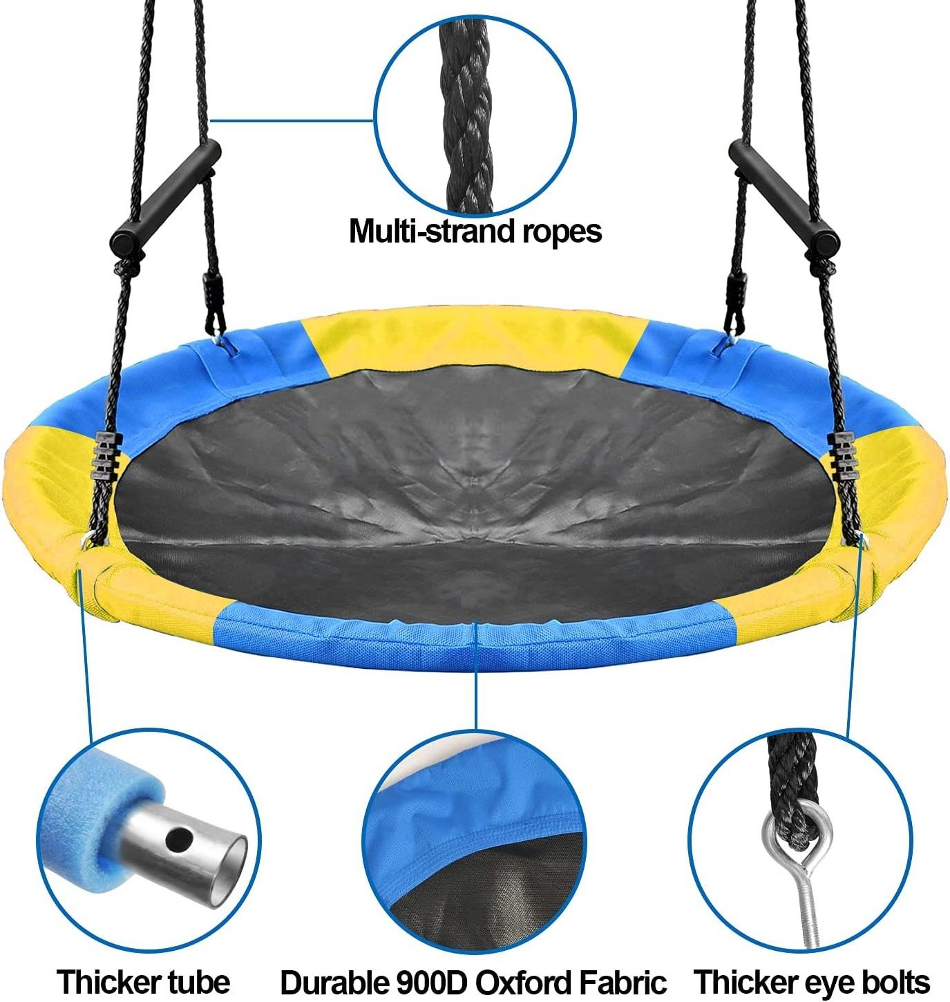 Saucer Tree Swing 40 Inch, 700 lb Weight Capacity Outdoor Flying Swing with Tree Strap, 900D Oxford Fabric Waterproof