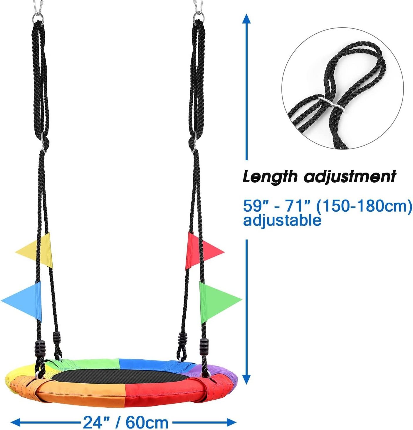 24 inch Children Tree Swing, Outdoor Small Saucer Swing Platform Swing for Kid, Round Flying Swing