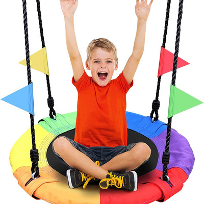 24 inch Children Tree Swing Outdoor Small Saucer Swing Platform Swing for Kid Round Flying Swing BestSuppliers