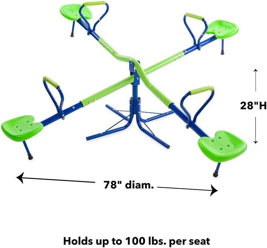 Quad-Seat Totter Spinning Seesaw for Multiple Kids' Active Play