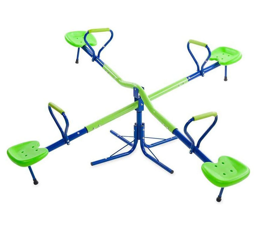 Quad-Seat Totter Spinning Seesaw for Multiple Kids' Active Play