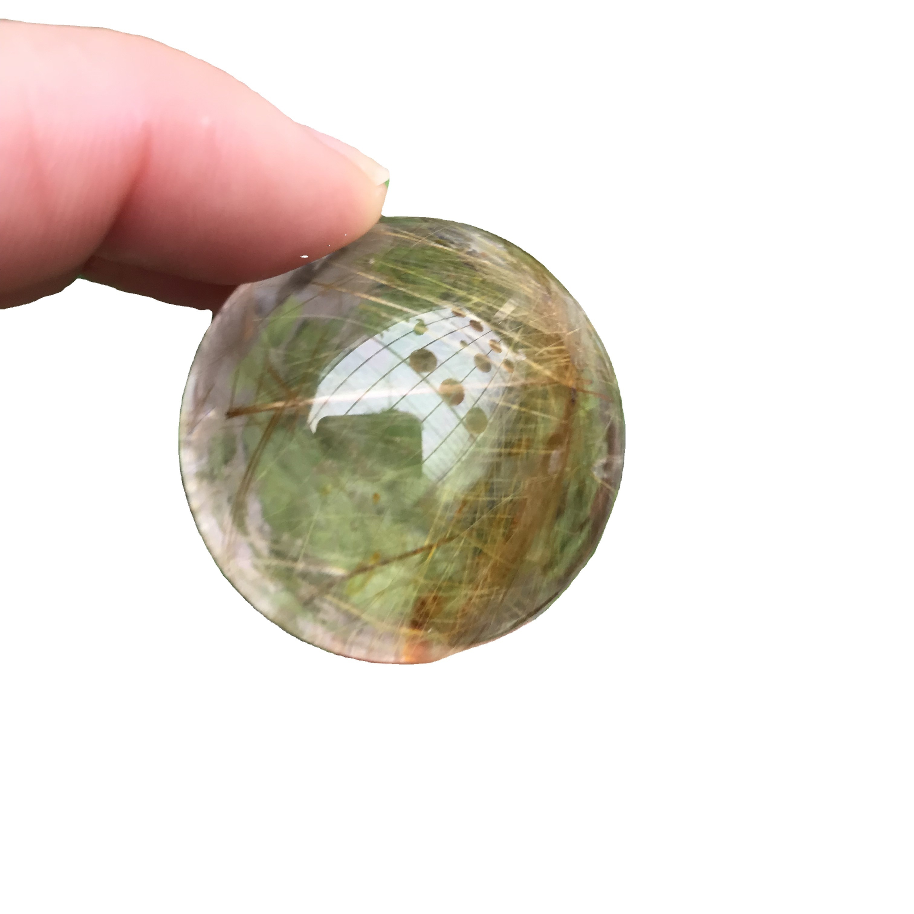 natural Healing crystal reiki decoration natural polished clear smoky rutile ball rutilated ball golden hair crystal ball