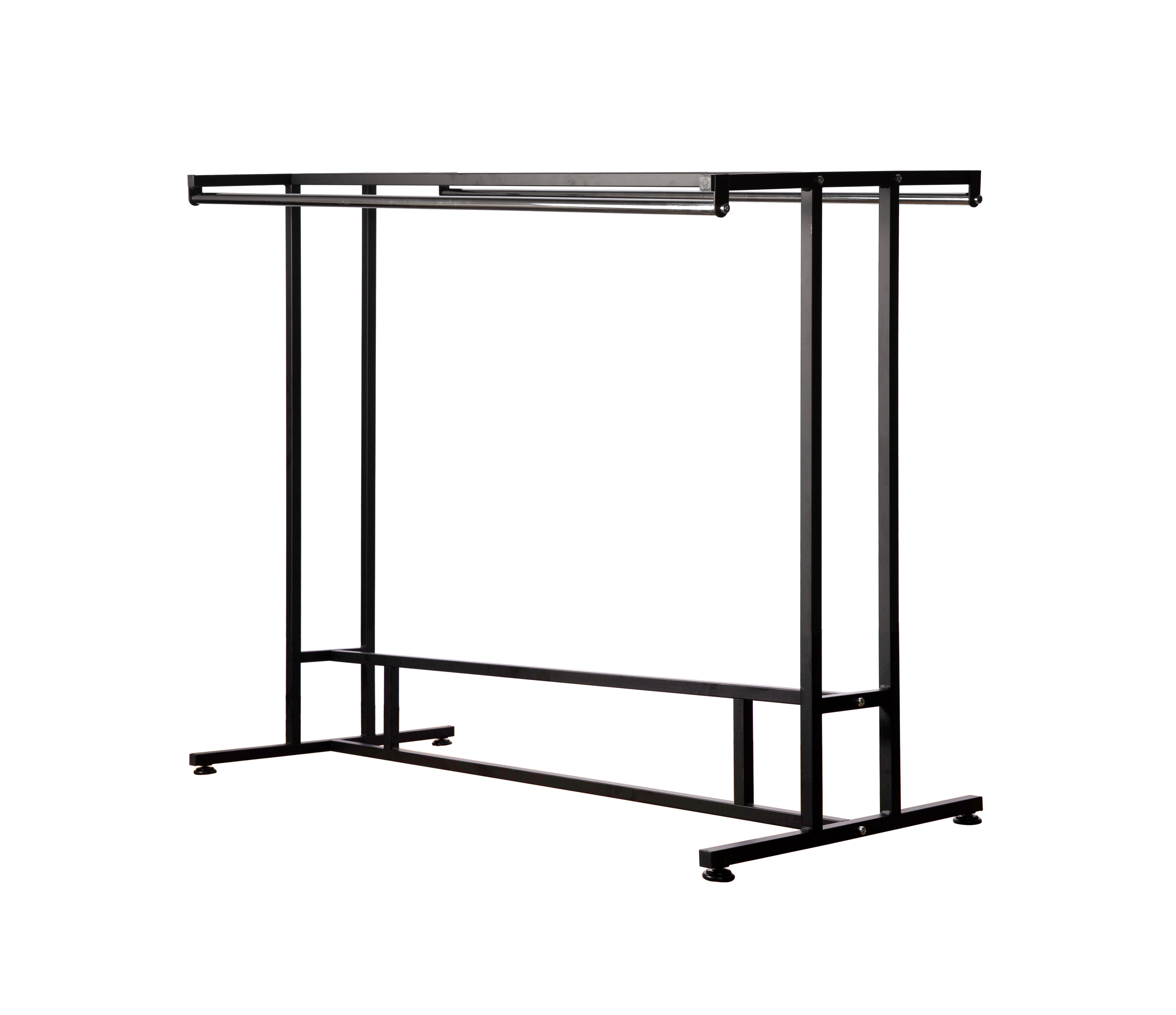 Stainless Steel Double Rod Clothing Display Rack / Heavy Duty Garment Rack for Retail