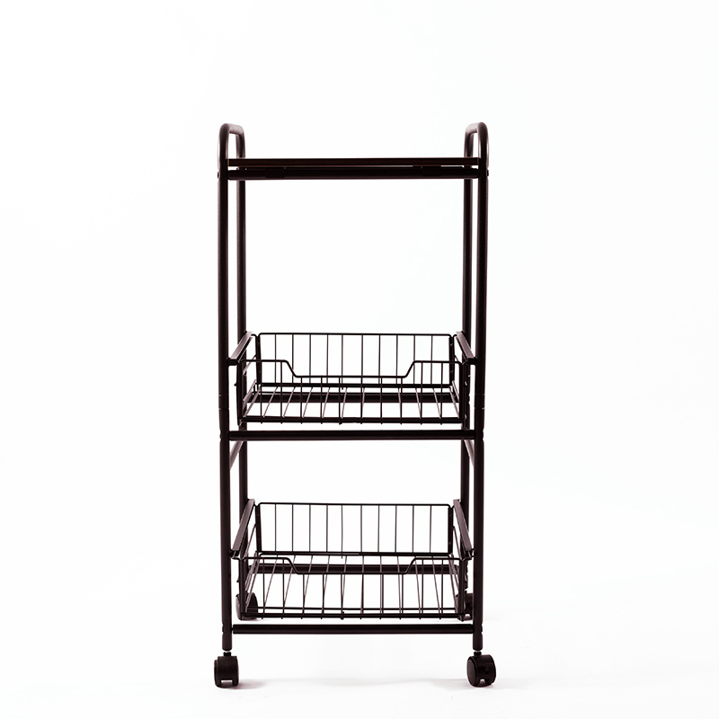 Free standing storage folding cart shelf/  fruit or vegetable display rack / Home wire organizer 3- tier