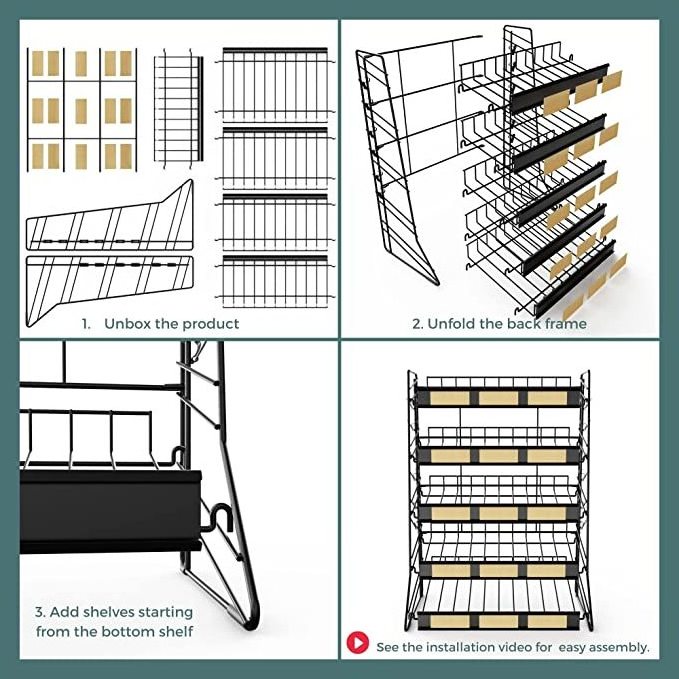 Potato chip wire rack / Retail display racks / STORE Black 3 Tier Candy Rack, Graphic channel / Snack Stand / Organizer graphic