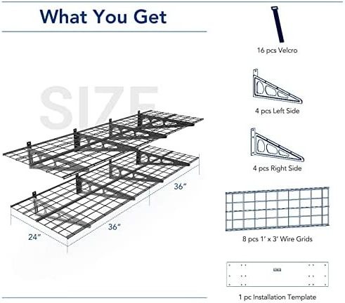 Shelving 24-inch-by-72-inch Wall Shelf Garage Storage Rack Floating Shelves, Black Strong Garage Organizer, Storage Racks Units,