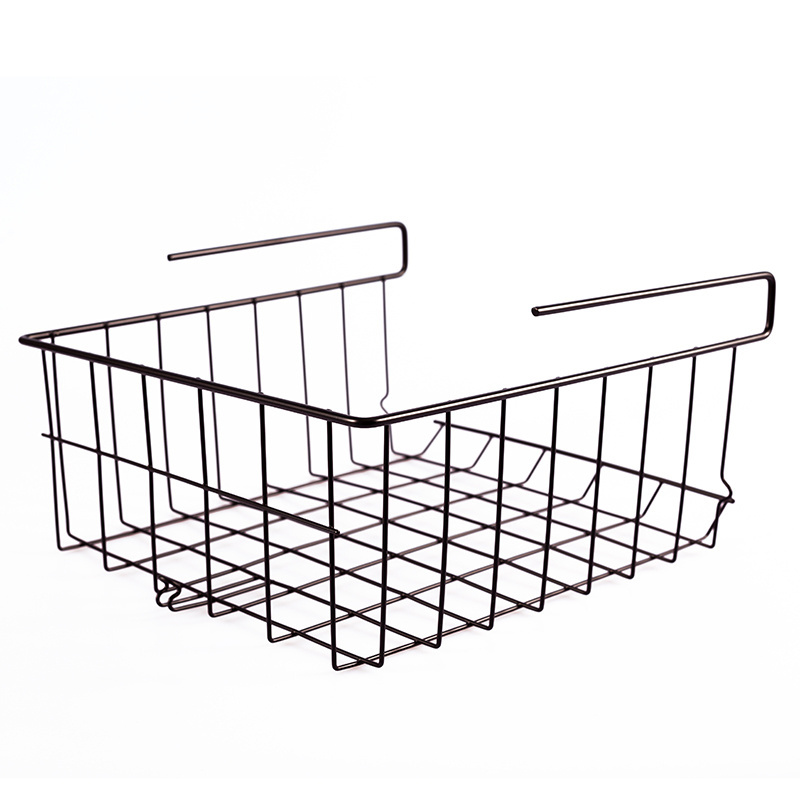 Under shelf  under cabinet nail free storage wire basket/ modern style hanging wire basket organizer for Kitchen wardrobe