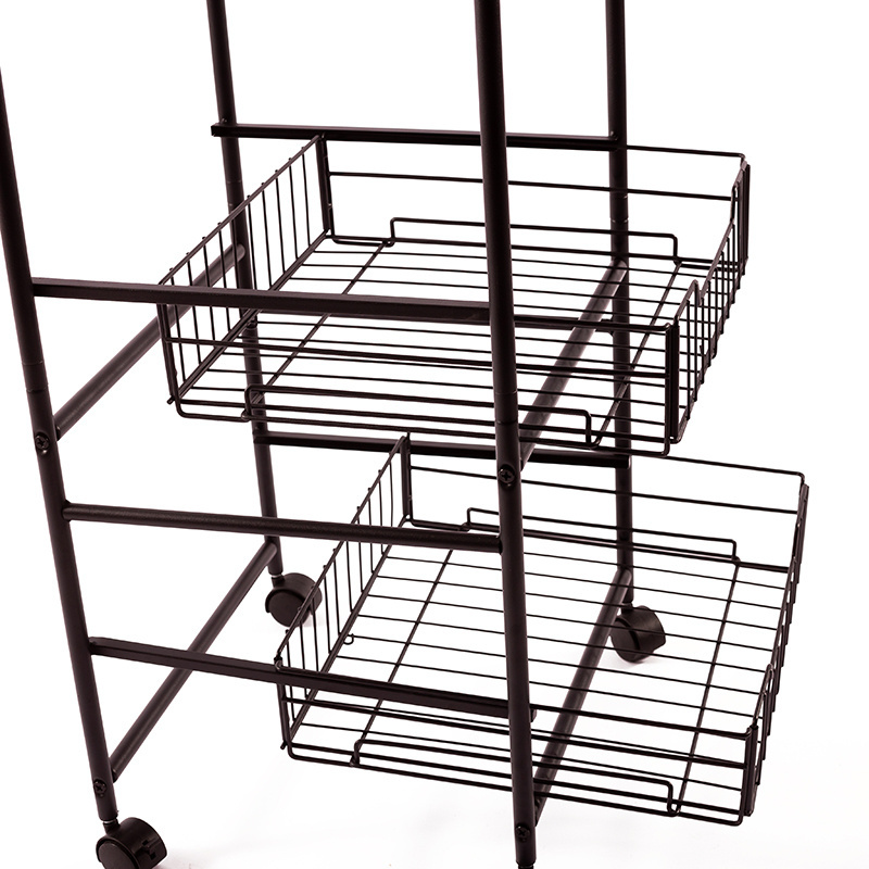 Free standing storage folding cart shelf/  fruit or vegetable display rack / Home wire organizer 3- tier