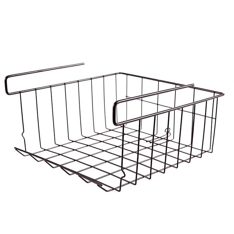 Under shelf  under cabinet nail free storage wire basket/ modern style hanging wire basket organizer for Kitchen wardrobe