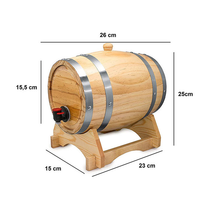 3L pine wood barrel for decoration