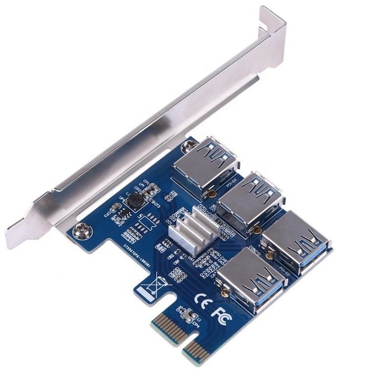 High-speed PCI-E 1 To 4 Riser Card USB3.0 Converter Extender PCIE1X To 16x Slot Adapter