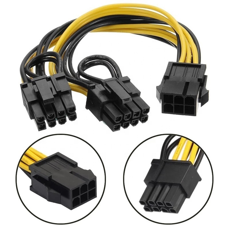 8-pin PCI Express to 2 x PCIe 8 (6+2) pin Motherboard Graphics Video Card PCI-e GPU VGA Splitter Hub Power Cable