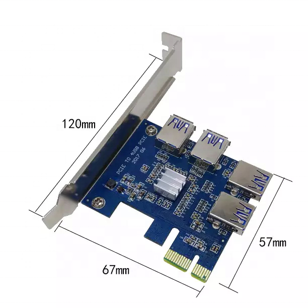 High-speed PCI-E 1 To 4 Riser Card USB3.0 Converter Extender PCIE1X To 16x Slot Adapter