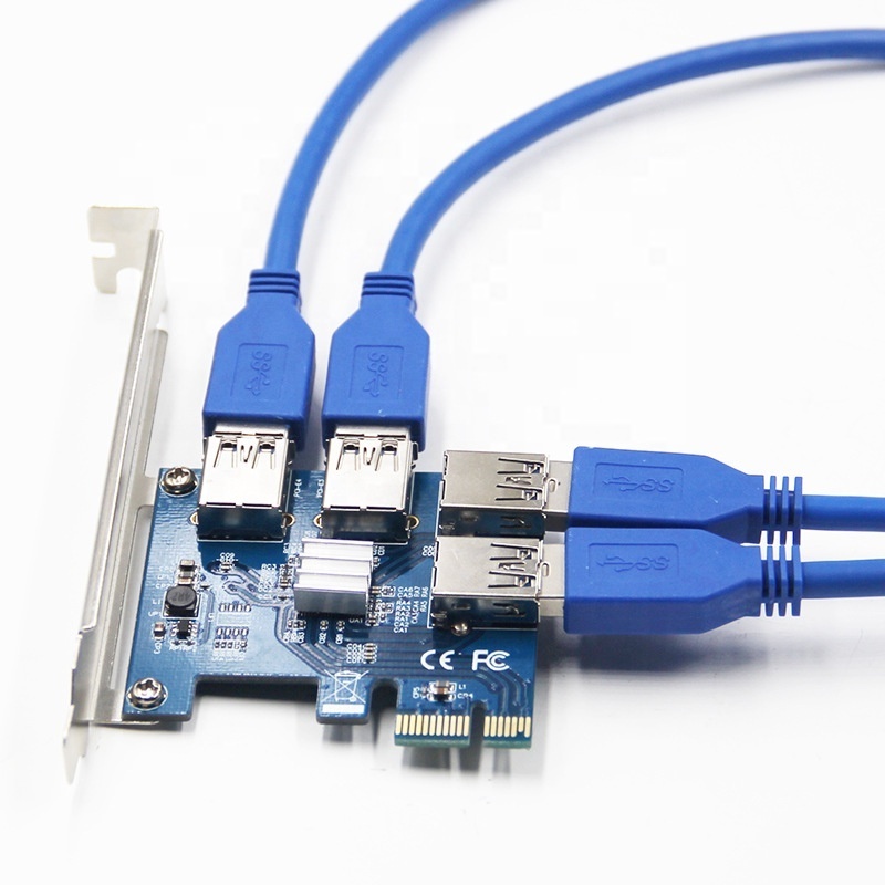 High-speed PCI-E 1 To 4 Riser Card USB3.0 Converter Extender PCIE1X To 16x Slot Adapter