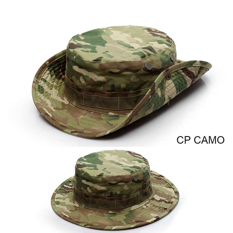 Fashion Professional Protection Wholesale Blank Custom Logo Designer Polyester Mens Round Brim Camouflage Hat Bucket With String