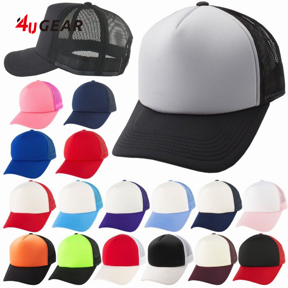 Best Black Adjustable Men Plain Hat With Mesh 5 Panel Running Red Polyester Cap