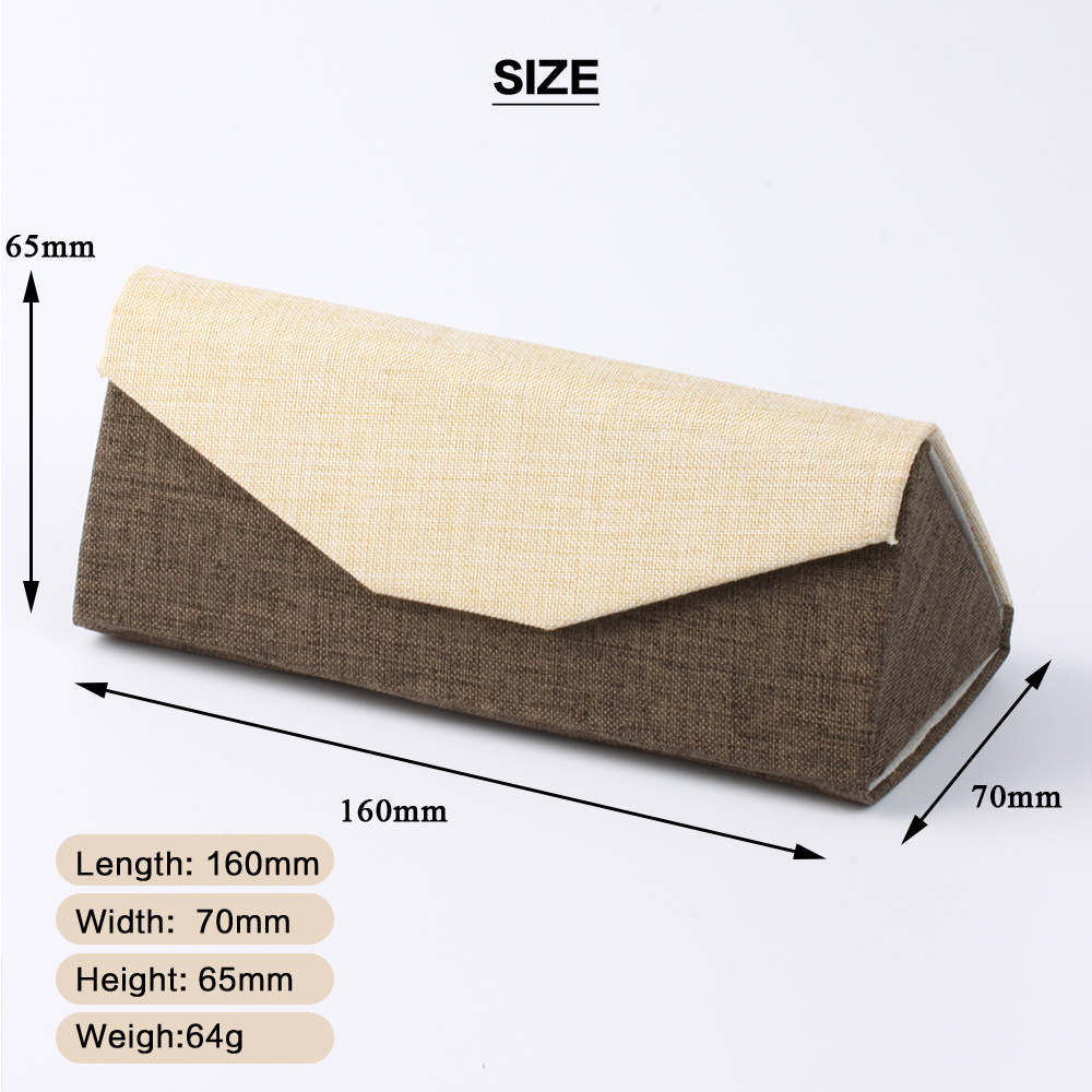 Spectacle Case New Arrival Fashion Foldable Flax Surface Triangle Magnet Sunglass Packaging