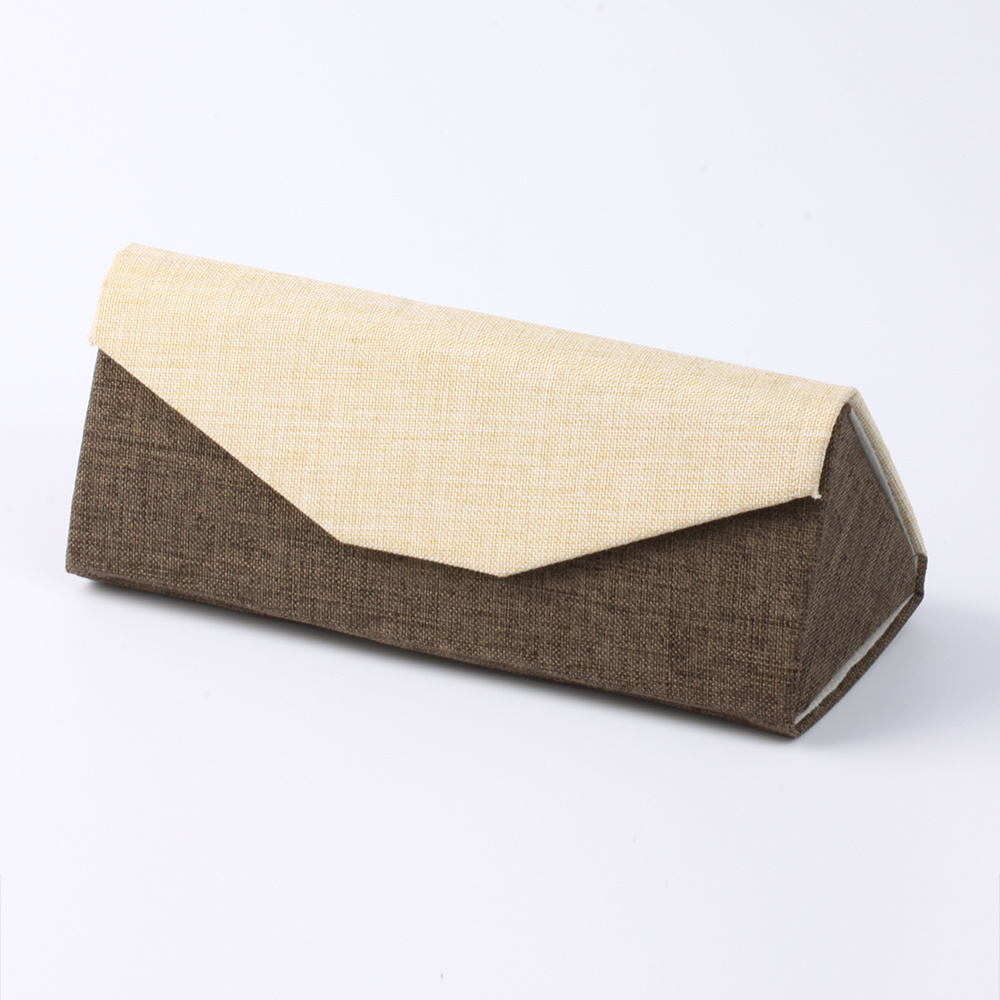 Spectacle Case New Arrival Fashion Foldable Flax Surface Triangle Magnet Sunglass Packaging